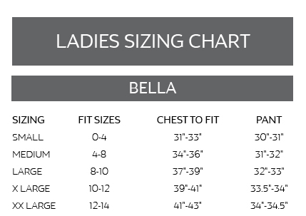 bella sizing chart
